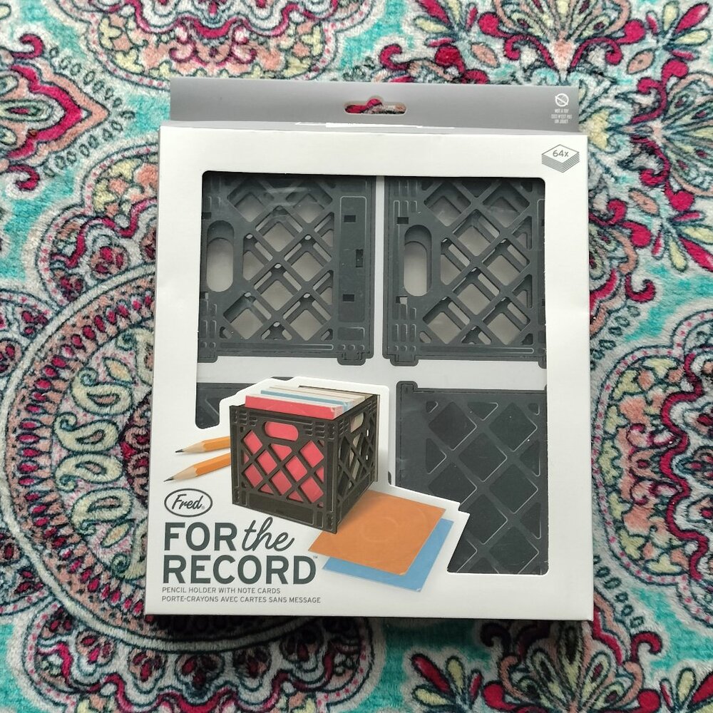 NWT Fred & Friends FOR THE RECORD Pencil Holder with Note Cards